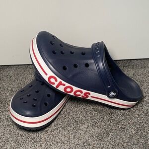 CROCS Navy and Red Clogs